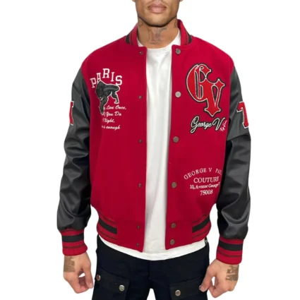 George V Panther Wool Varsity Jacket