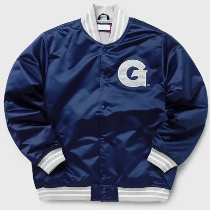 Georgetown University Heavyweight Navy Blue Satin Jacket