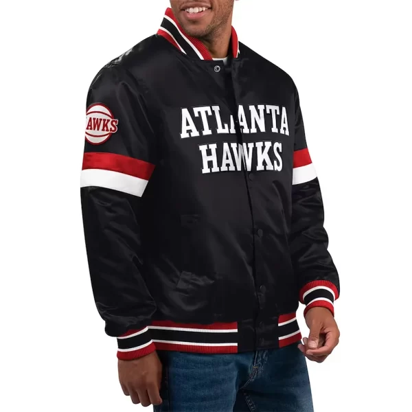 Home Game Atlanta Hawks Black Satin Jacket