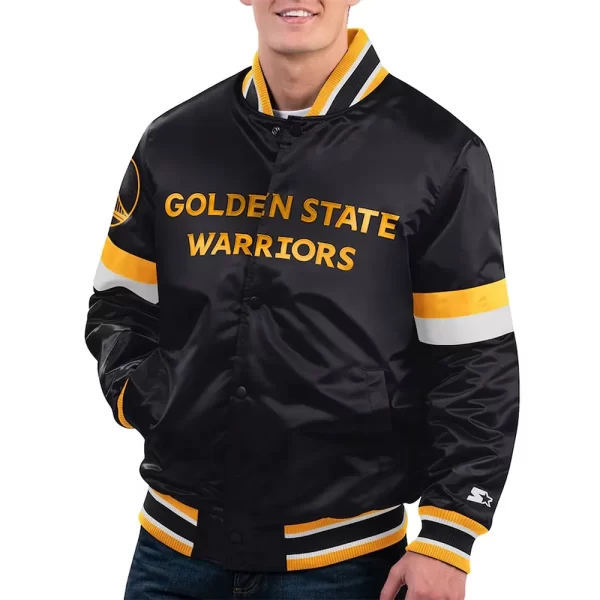 Home Game Golden State Warriors Black Satin Jacket