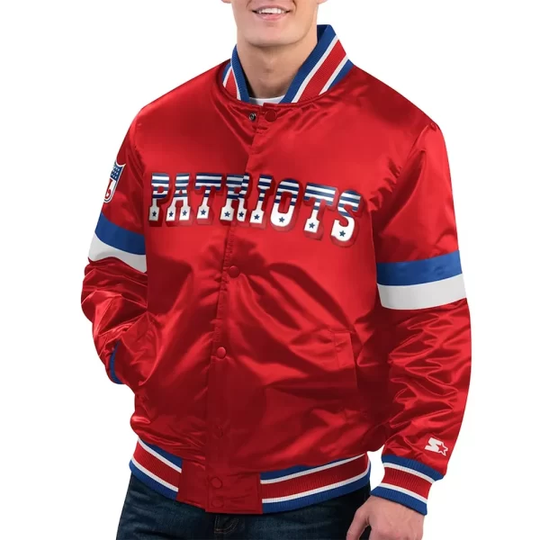 Home Game New England Patriots Red Satin Jacket