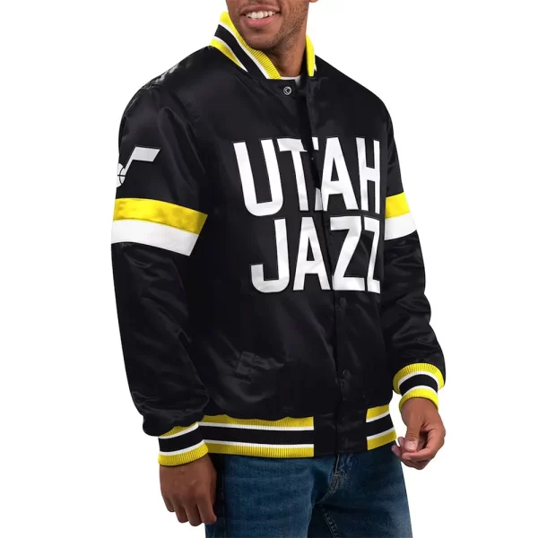 Home Game Utah Jazz Black Satin Jacket