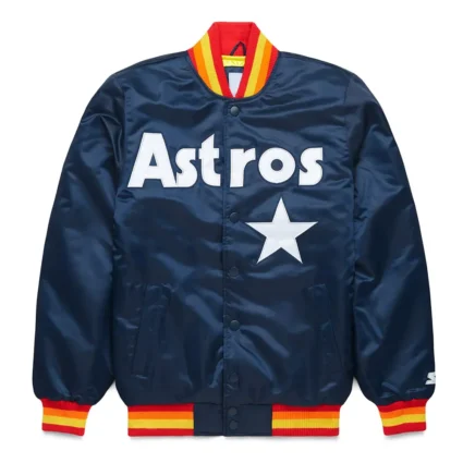 Houston Astros Classic Navy Blue Satin Jacket