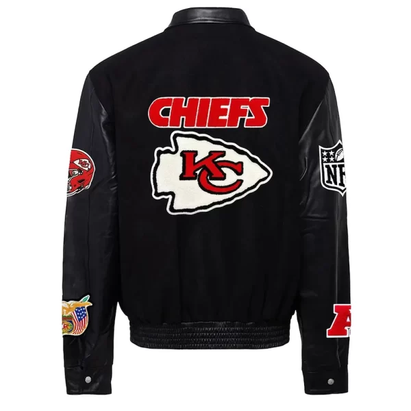 JH Kansas City Chiefs Black Wool Leather Varsity Jacket