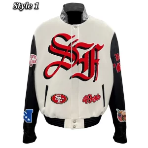 JH San Francisco 49ers Varsity White and Black Jacket