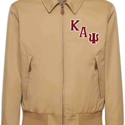 Kappa Alpha Psi Fraternity Beige Leather Bomber Jacket