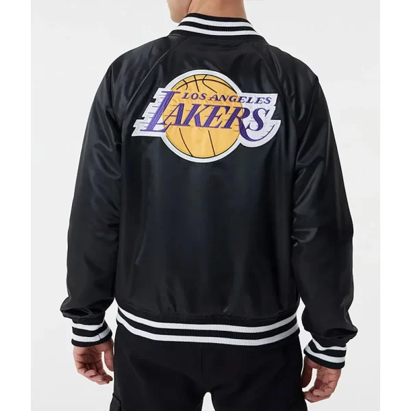 LA Lakers NBA Bomber Black Satin Jackets