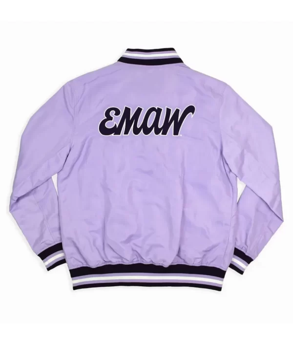 Light Purple Script Kansas State Bomber Satin Jacket