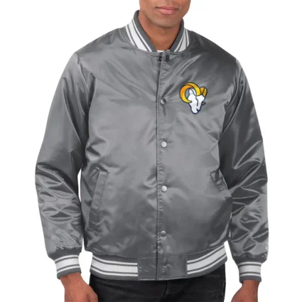 Locker Room LA Rams Gray Varsity Satin Jacket