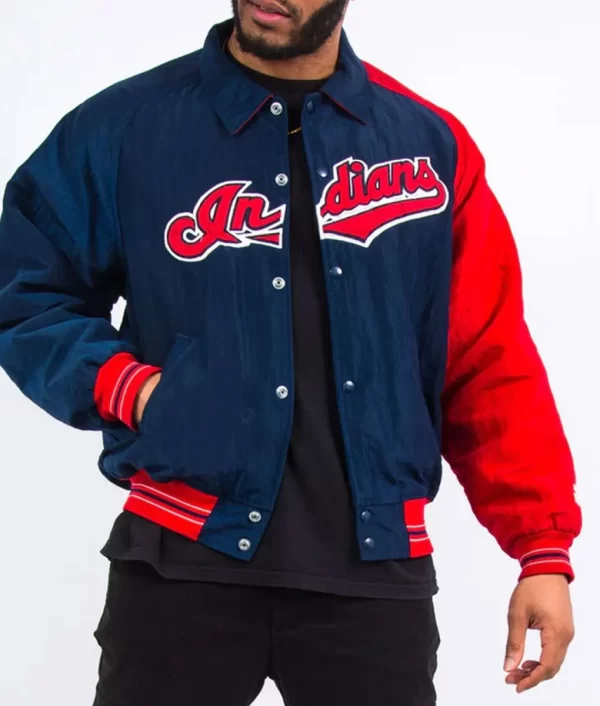 MLB 90’s Cleveland Indians Blue and Red Jacket