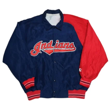 MLB 90’s Cleveland Indians Blue and Red Satin Jacket
