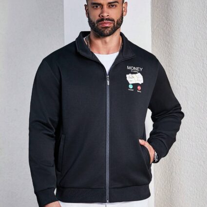 Manfinity Homme Text print zip-up jacket