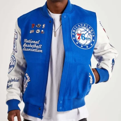 Mash Up Philadelphia 76ers Royal Blue Varsity Jacket
