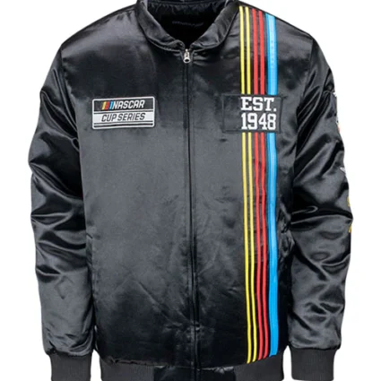 NASCAR Retro Black Satin Jacket
