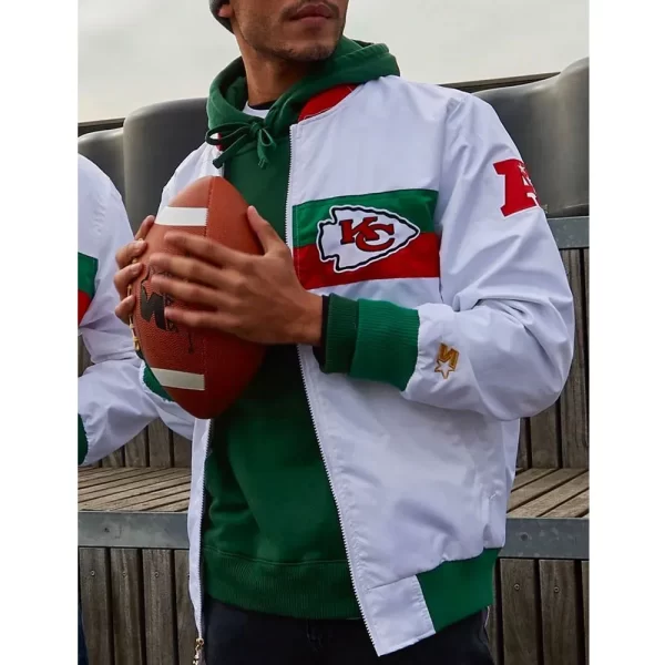 NFL Kansas City 2019 Chiefs Mexico Satin White Bomber Jacket