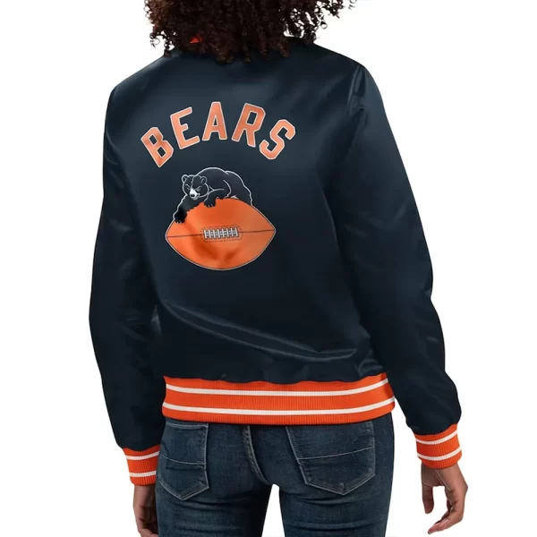 Navy Chicago Bears Varsity Full Count Satin Jacket