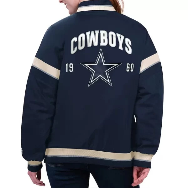 Navy Dallas Cowboys Tournament Full-Snap Varsity Satin Jacket