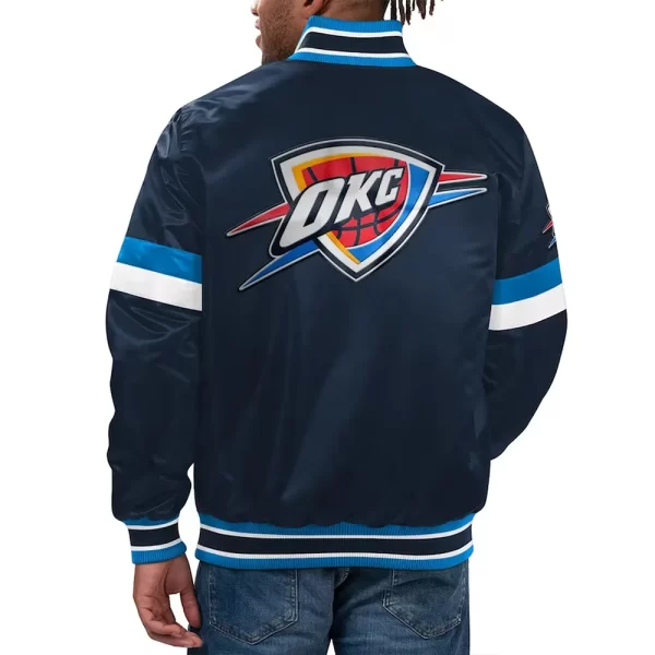 Navy Oklahoma City Thunder Home Game Varsity Satin Jacket