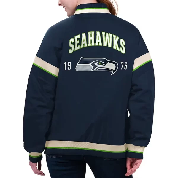 Navy Seattle Seahawks Tournament Varsity Satin Jacket