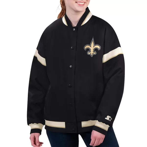 New Orleans Saints Tournament Black Varsity Jacket