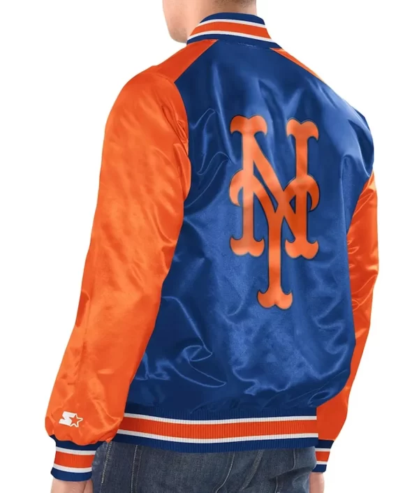 New York Mets Royal and Orange Varsity Satin Jacket