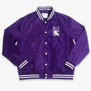 Northwestern Wildcats Vintage Script Purple Bomber Satin Jacket