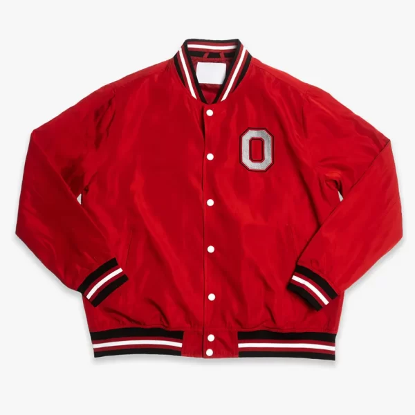 Ohio State Buckeyes Script Logo Red Bomber Jacket