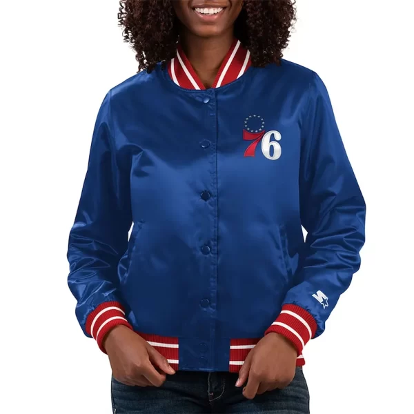 Philadelphia 76ers Full Count Royal Blue Satin Jacket