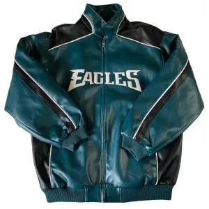 Philadelphia Eagles Green and Black Leather Jacket