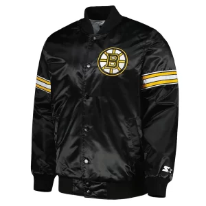 Pick & Roll Boston Bruins Black Satin Jacket