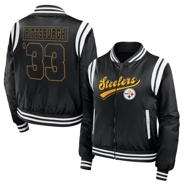 Pittsburgh Steelers Black Bomber Jacket