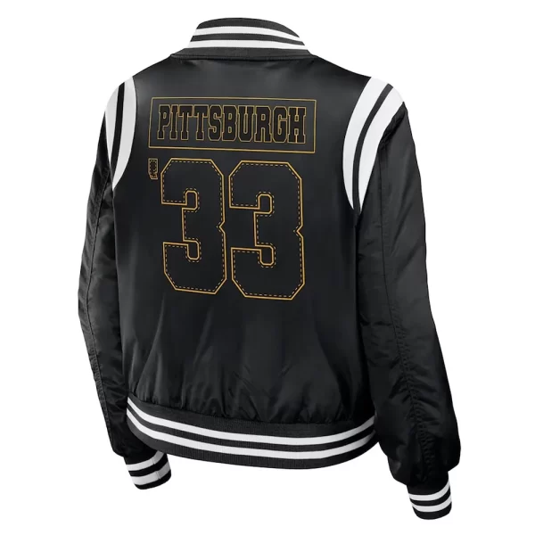 Pittsburgh Steelers Black Varsity Teddy Bomber Jacket