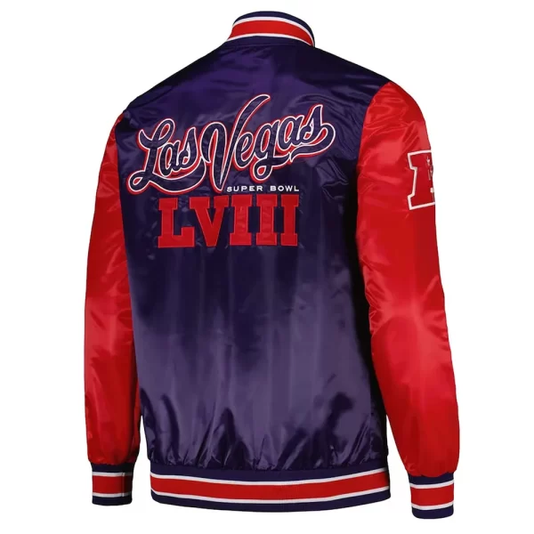 Purple and Red Super Bowl LVIII Varsity Satin Jacket