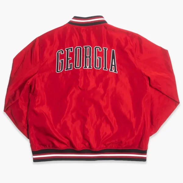 Red Georgia Bulldogs Vintage Dawgs Logo Bomber Satin Jacket