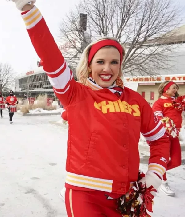 Red Kansas City Chiefs Cheerleaders Satin Jacket