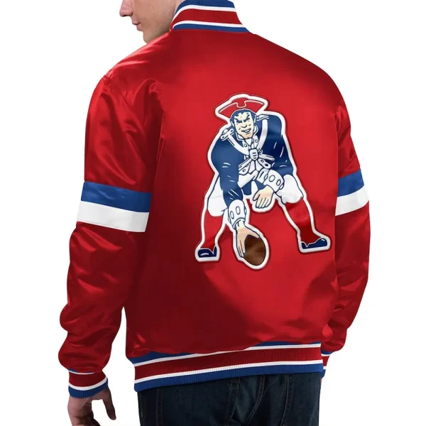 Red New England Patriots Home Game Varsity Satin Jacket