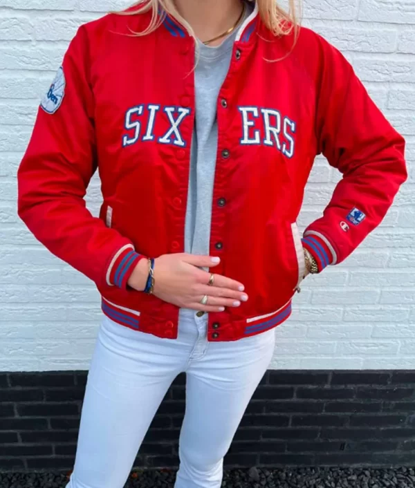 Red Philadelphia 76ers Bomber Jacket