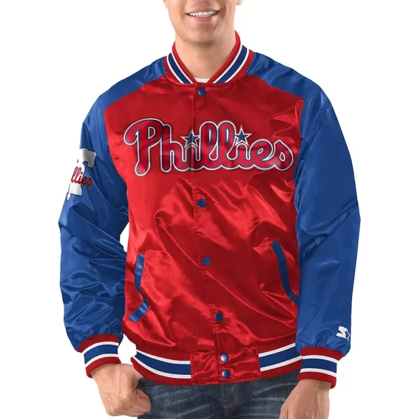 Red & Royal Blue Philadelphia Phillies Varsity Satin Jacket