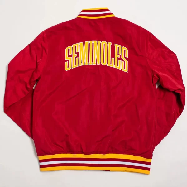 Red Script Florida State Seminoles Satin Bomber Jacket