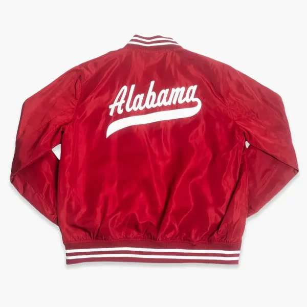 Red Vintage Logo Alabama Crimson Tide Bomber Satin Jacket