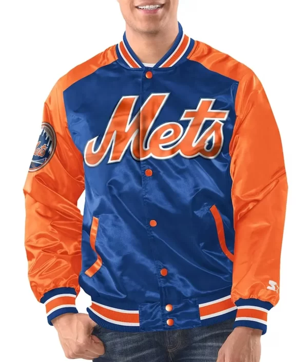 Royal & Orange New York Mets Renegade Varsity Satin Jacket