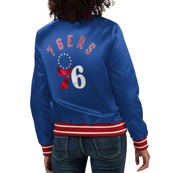 Royal Philadelphia 76ers Full Count Varsity Satin Jacket