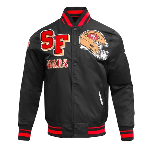 San Francisco 49ers Mashup Rib Satin Black Jacket