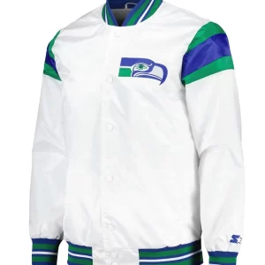 Seattle Seahawks Midweight White Satin Jacket