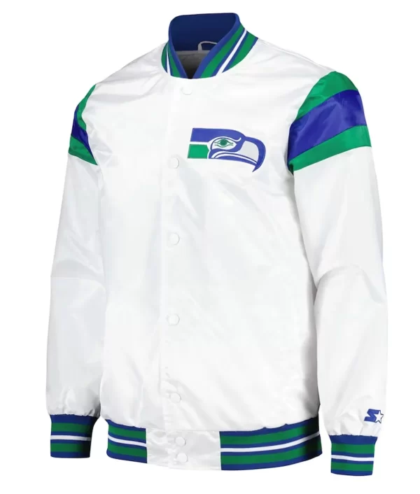 Seattle Seahawks Midweight White Satin Jacket