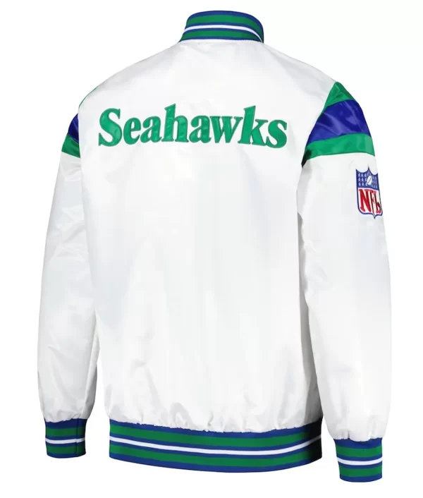 Seattle Seahawks Midweight White Varsity Satin Jacket