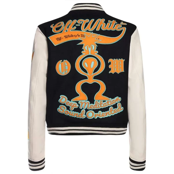 Super Bowl LVIII Rumi Carter Off-White Varsity Black Wool Jacket