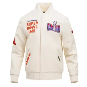 Superbowl LVIII Wool Off White Varsity Jacket