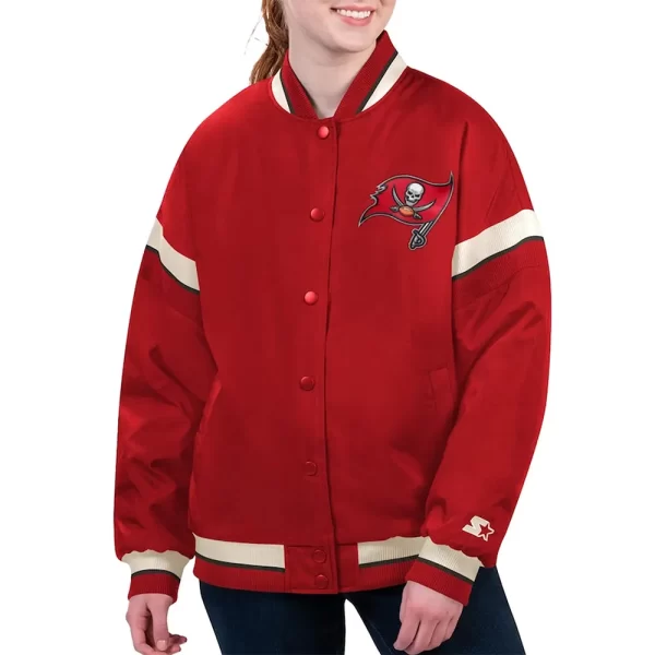 Tampa Bay Buccaneers Tournament Red Satin Varsity Jacket