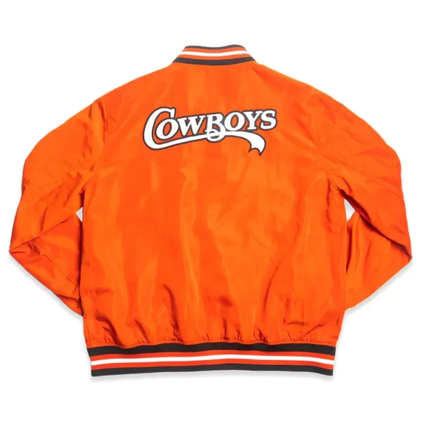 Vintage Inspired Oklahoma State Cowboys Orange Satin Bomber Jacket